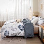 Leaf Pattern Cotton Duvet Cover Set - 3 Pieces