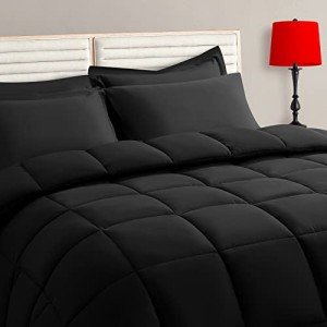 TAIMIT Twin Comforter Set - 5 Pieces, Black