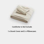 Beige Pleated Queen Duvet Cover Set, 3PCS