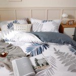 Leaf Pattern Cotton Duvet Cover Set - 3 Pieces