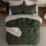 Olive Green Cotton Duvet Cover King Set