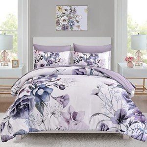 Elegant Floral Queen Bed Set - 7 Pieces