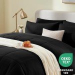 CozyLux 7-Piece King Size Bed Set - Black