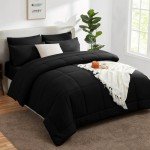 CozyLux 7-Piece King Size Bed Set - Black