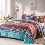 Bohemian Queen Quilt Set with Striped Design
