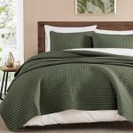 Olive Green Queen Quilt Set with Pillow Shams