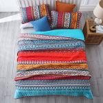 Bohemian Queen Quilt Set with Striped Design