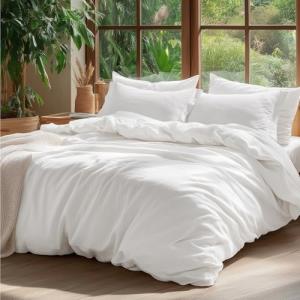 Bedsure King Size Washed Cotton Duvet Cover Set