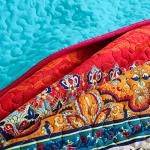 Bohemian Queen Quilt Set with Striped Design