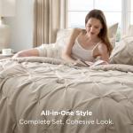 Beige Queen Comforter Set with Sheets and Pillows