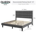 Queen Size Upholstered Platform Bed Frame in Gray