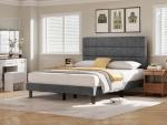 Queen Size Upholstered Platform Bed Frame in Gray