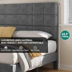 Queen Size Upholstered Platform Bed Frame in Gray