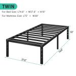 Twin Size Metal Platform Bed Frame - 14 Inch Tall