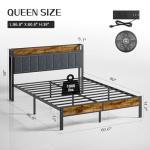 Queen Metal Bed Frame with LED Lights & USB
