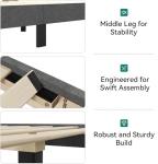 Queen Size Upholstered Platform Bed Frame in Gray