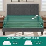 Queen Size Upholstered Platform Bed Frame in Gray
