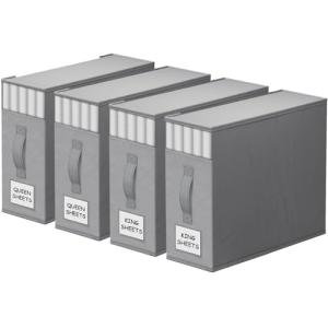 4 Pack Bed Sheet Storage Organizers - Grey