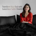 Black Satin Queen Sheet Set with Deep Pockets