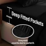 Black Satin Queen Sheet Set with Deep Pockets