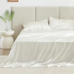 Ivory Satin Queen Sheet Set - 4 Pieces