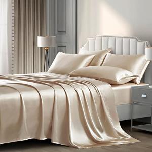 Luxurious Taupe Satin King Sheet Set