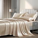 Luxurious Taupe Satin King Sheet Set
