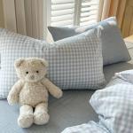 Blue and White Gingham Queen Duvet Cover Set