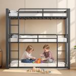 Miscoos Twin Metal Triple Bunk Bed Set