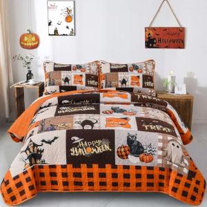 Halloween King Quilt Set with Spooky Designs