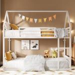 LIKIMIO Twin Over Twin House Bunk Bed Frame