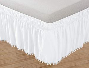 Cozy Elastic Bed Wrap with Ruffle Fringe, Twin/Full