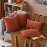 Burnt Orange Chenille Throw Pillow Covers - Set of 2