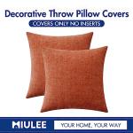 Burnt Orange Chenille Throw Pillow Covers - Set of 2