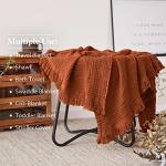 Rust Orange Cotton Muslin Throw Blanket with Tassels