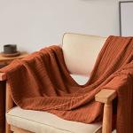 Rust Orange Cotton Muslin Throw Blanket with Tassels