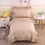 Wowelife 4 Pieces Toddler Bedding Sets for Girls Boys Beige Toddler Bed Set Double Ruffles Boho Bohemian Jacquard Kids Bed in a Bag Includes Comforter, Fitted Sheet, Top Sheet and Pillowcase