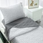 Biloban 4 Piece Toddler Bedding Set,Ultra Soft and Breathable Crib Bedding Set,Includes Quilted Comforter,Fitted Sheet,Flat Top Sheet and Envelope Pillowcase for Boys and Girls,Grey & Leaf