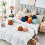 LUSJNGE Decorative Throw Knot Pillow Ball for Home Chair Sofa Couch Bed Aesthetic Round Decor Pillows Lambswool Knotted Pillow Cushion (Beige, 8inches)