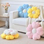 Ddliury Flower Pillow, Flower Shaped Pillow Decorative Throw Pillows for Bed Couch, Cute Daisy Pillow Dorm Decor Floor Seating Cushion (White, 15 Inches)