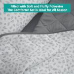 Biloban 4 Piece Toddler Bedding Set,Ultra Soft and Breathable Crib Bedding Set,Includes Quilted Comforter,Fitted Sheet,Flat Top Sheet and Envelope Pillowcase for Boys and Girls,Grey & Leaf