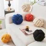 LUSJNGE Decorative Throw Knot Pillow Ball for Home Chair Sofa Couch Bed Aesthetic Round Decor Pillows Lambswool Knotted Pillow Cushion (Beige, 8inches)