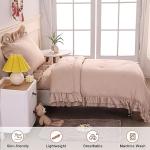 Wowelife 4 Pieces Toddler Bedding Sets for Girls Boys Beige Toddler Bed Set Double Ruffles Boho Bohemian Jacquard Kids Bed in a Bag Includes Comforter, Fitted Sheet, Top Sheet and Pillowcase