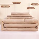 Wowelife 4 Pieces Toddler Bedding Sets for Girls Boys Beige Toddler Bed Set Double Ruffles Boho Bohemian Jacquard Kids Bed in a Bag Includes Comforter, Fitted Sheet, Top Sheet and Pillowcase