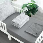Biloban 4 Piece Toddler Bedding Set,Ultra Soft and Breathable Crib Bedding Set,Includes Quilted Comforter,Fitted Sheet,Flat Top Sheet and Envelope Pillowcase for Boys and Girls,Grey & Leaf
