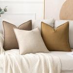 MIULEE Decorative Linen Euro Sham Pillow Covers 24x24 Natural Beige ​Boho Farmhouse​ ​Neutral Couch Throw Pillows for Bed Pack of 2 Accent Modern Pillowcase Sofa Livingroom Home Decor