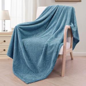 Exclusivo Mezcla Fleece Throw Blanket Extra Large, Super Soft and Warm Blankets for Couch, Sofa and Bed Waffle Textured, Cozy, Fuzzy and Lightweight (Slate Blue, 50x70 Inches)