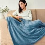 Exclusivo Mezcla Fleece Throw Blanket Extra Large, Super Soft and Warm Blankets for Couch, Sofa and Bed Waffle Textured, Cozy, Fuzzy and Lightweight (Slate Blue, 50x70 Inches)