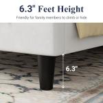 Allewie Queen Bed Frame/Velvet Upholstered Bed Frame with Vertical Channel Tufted Headboard/Strong Wooden Slats/Platform Bed Frame/Mattress Foundation/Box Spring Optional/Easy Assembly/White