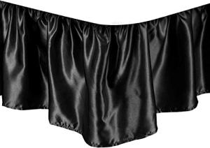 Divine Bedding Queen Size Dust Ruffle Bed Skirt with Split Corner Silk Satin 1Pc Bed Skirt 20'' Inch Drop Luxurious & Soft!! Premium Quality (Queen Size 60''x80'', Black)